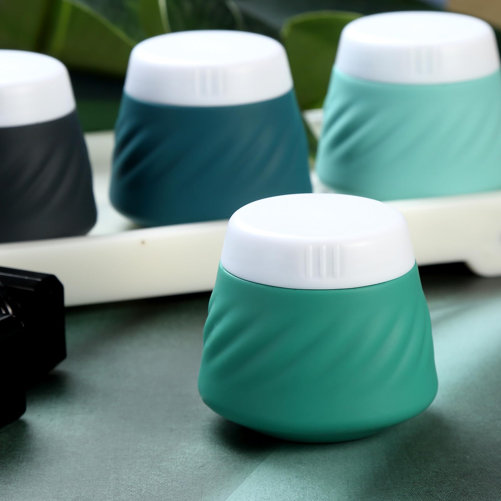 Gemice Travel Containers For Toiletries, Silicone Cream Jars Tsa Approved Travel Size Containers With Clear Bag, Leak-Proof Trav